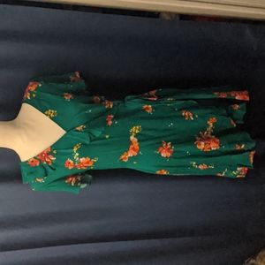 Green and floral dress